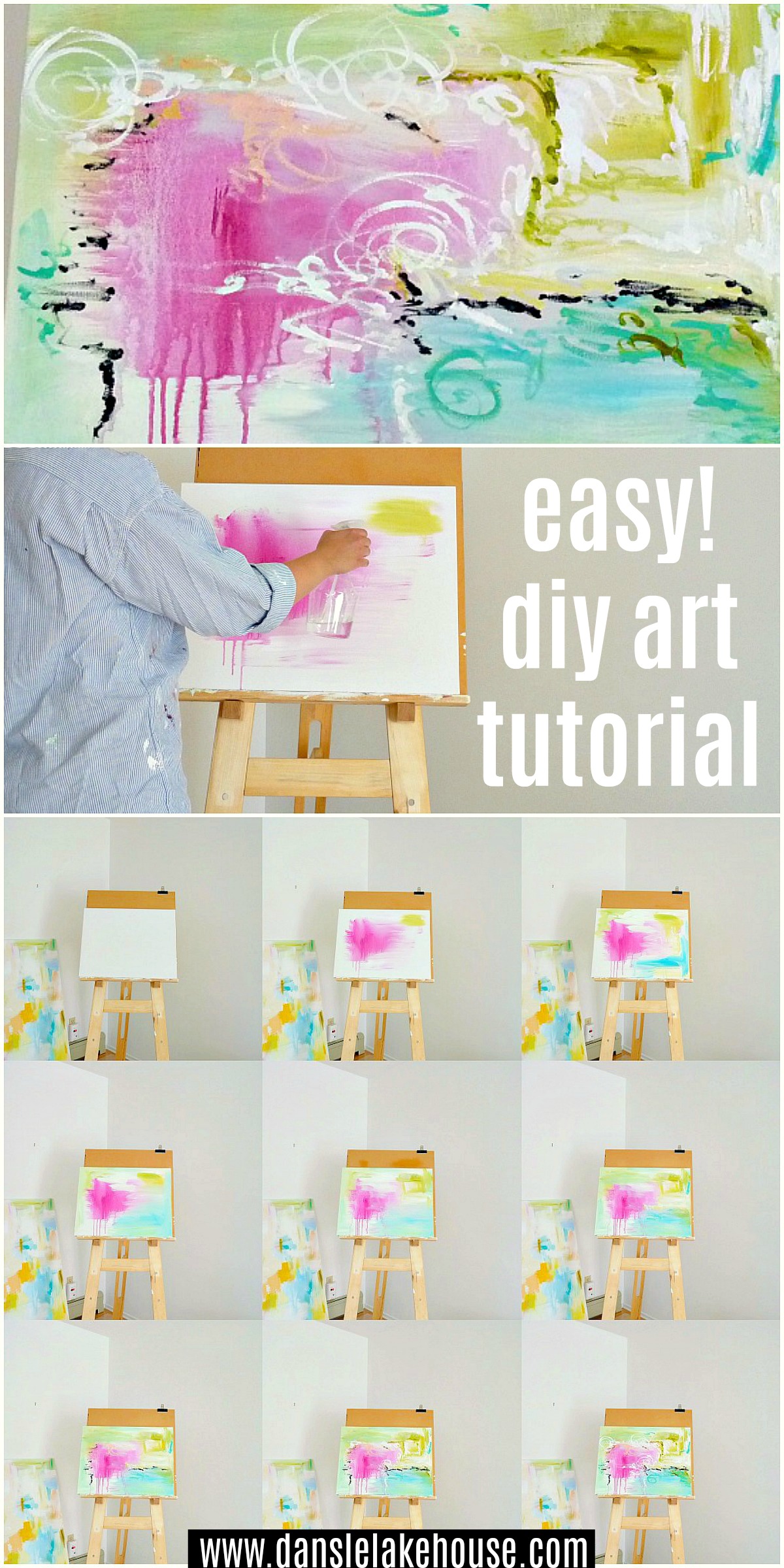 Easy DIY Abstract Art Tutorial with Step by Step Instructions with Photos