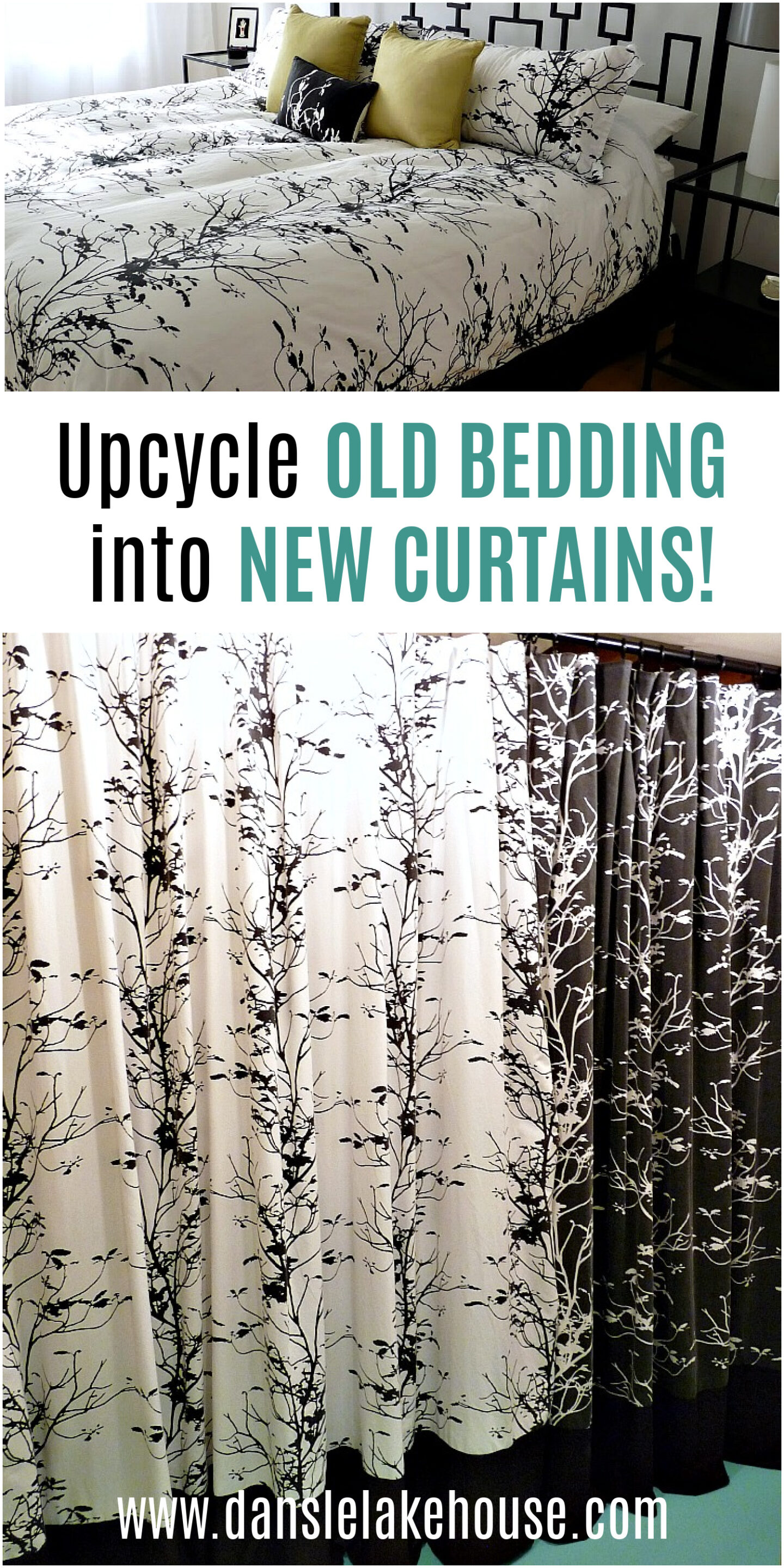Upcycle bedding into new curtains
