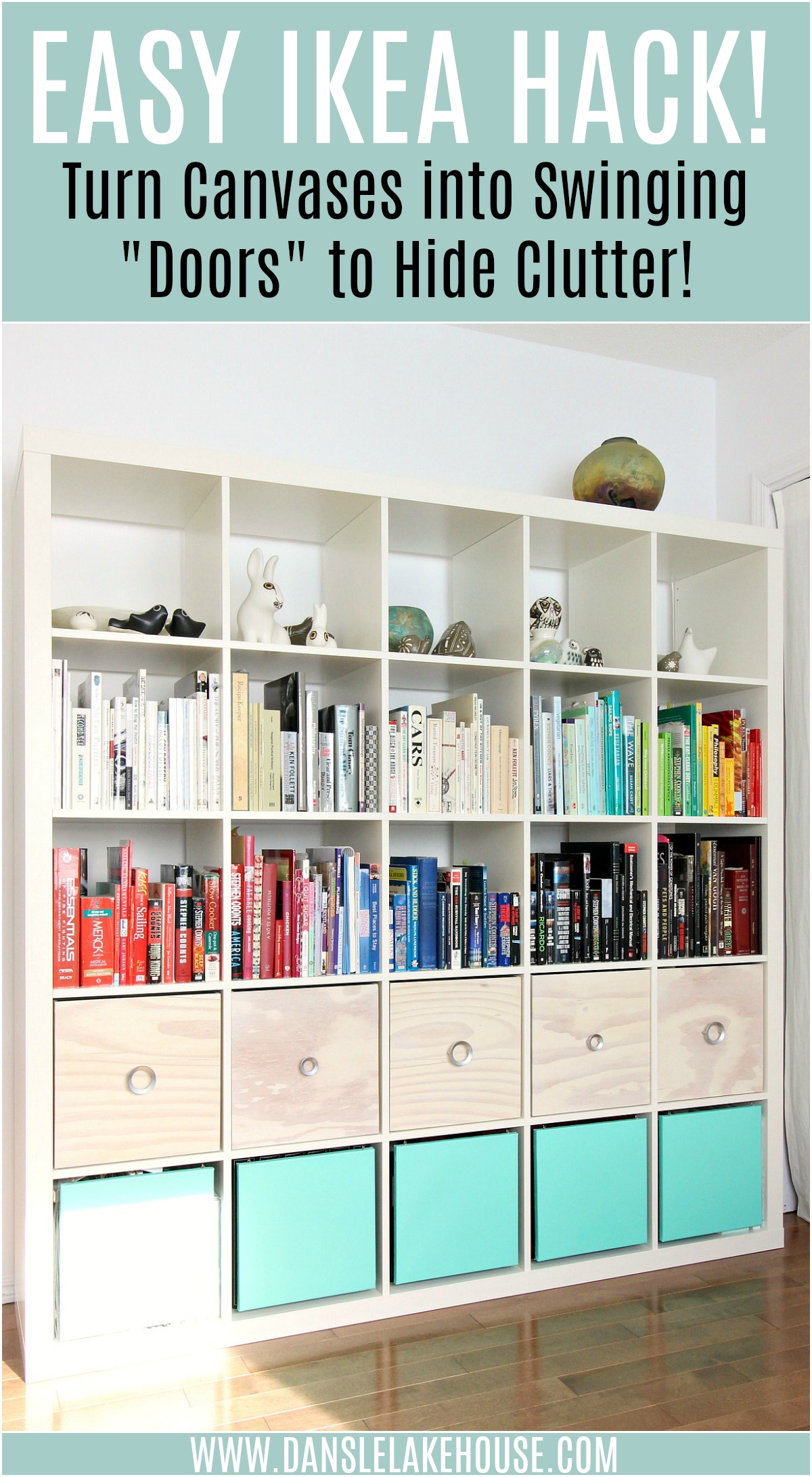 Hide Clutter with this Easy IKEA Hack for Expedit Bookcases - Version 2.0 #ikeahack #ikea #expedit #diyhomedecor