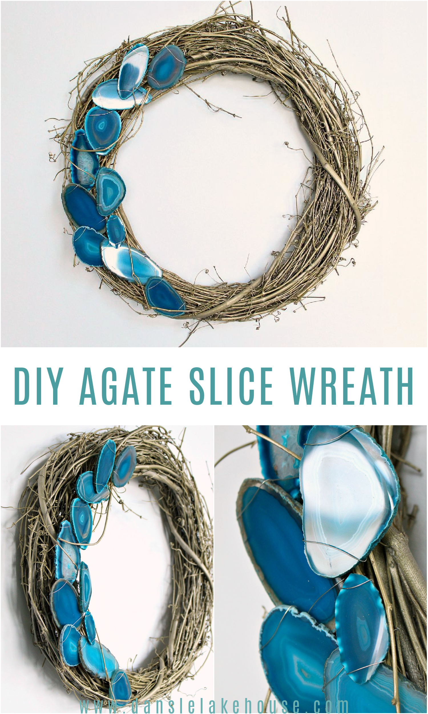 DIY agate slice wreath