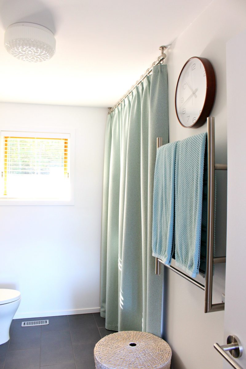 Bathroom Update: Ceiling Mounted Shower Curtain Rod ...