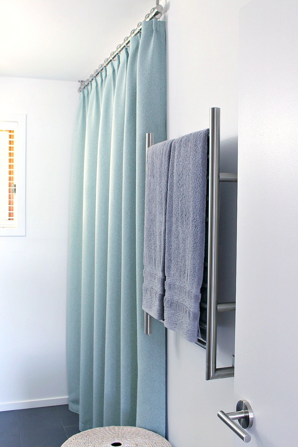 Bathroom Update Ceiling Mounted Shower Curtain Rod Turquoise