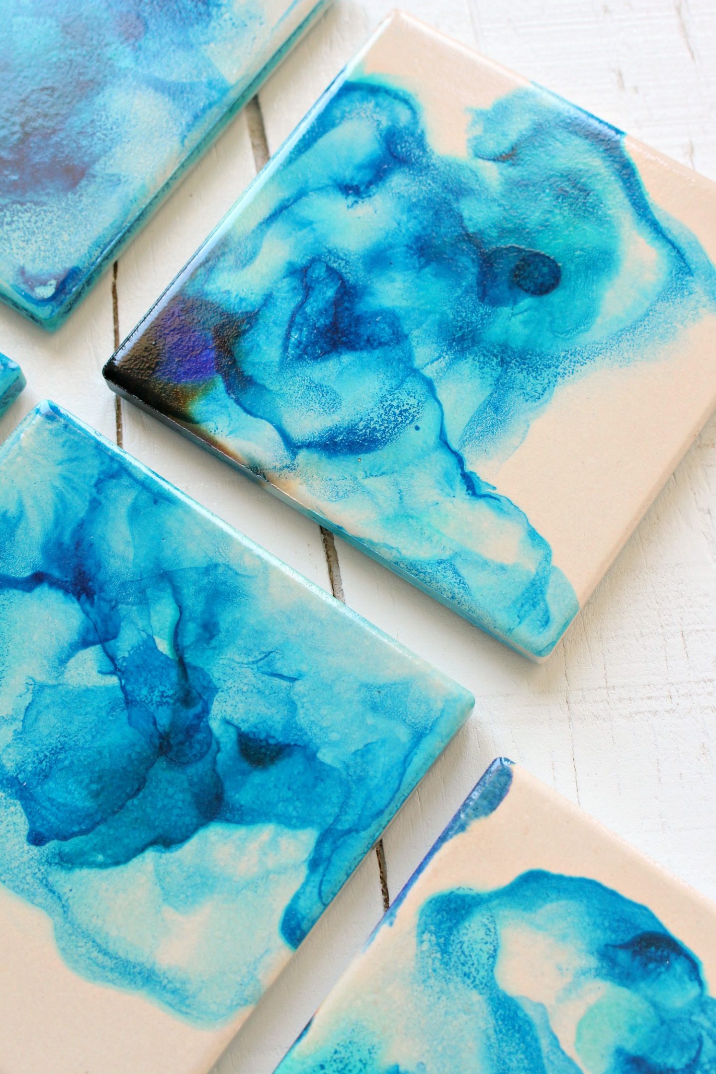 Alcohol Ink Watercolor Coasters