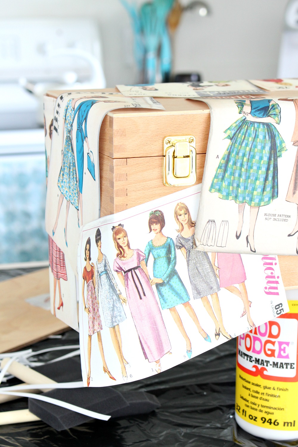 What To Do With Vintage Patterns: DIY Sewing Box Decoupage