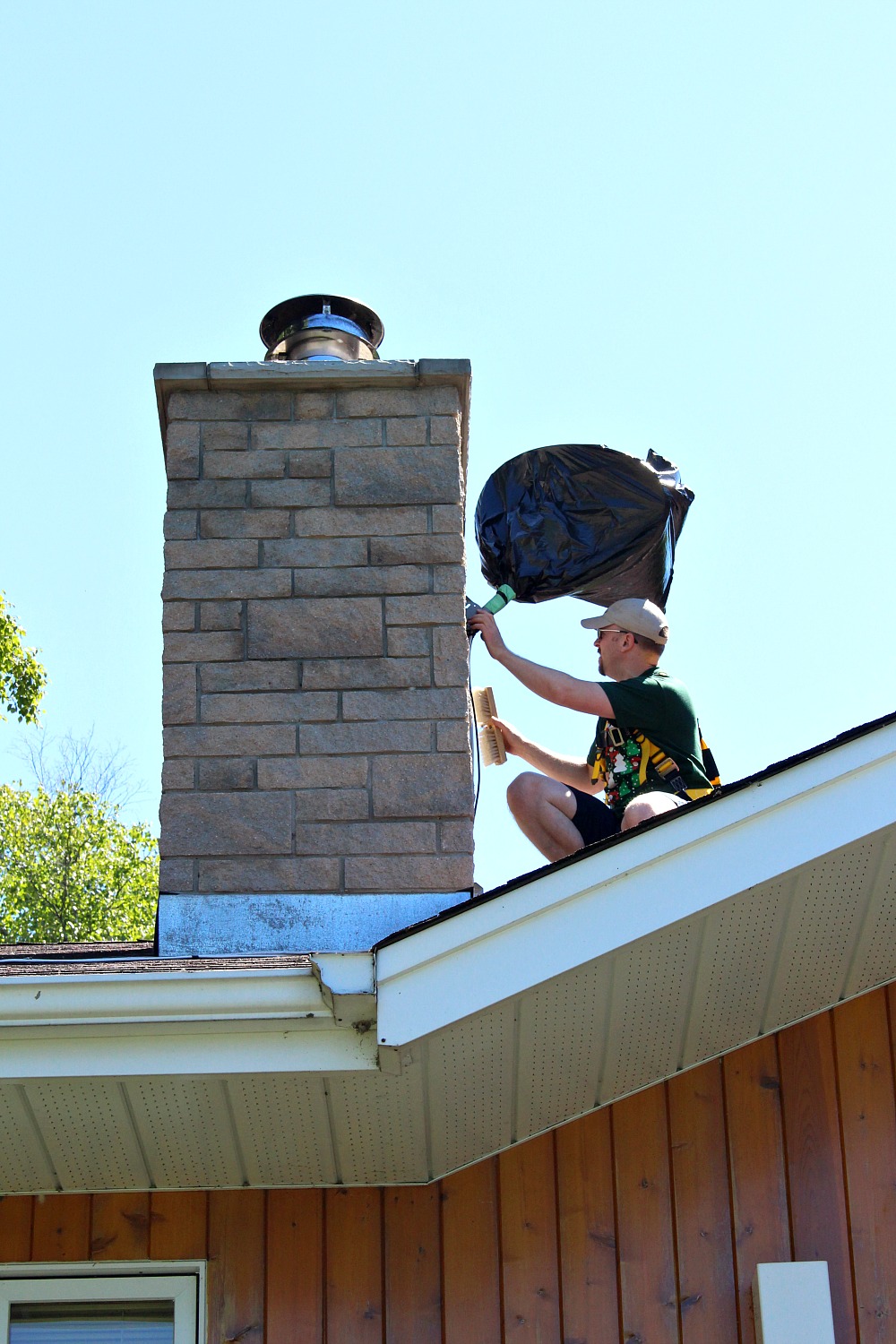 Using Fall Arrest Gear for Painting a Chimney