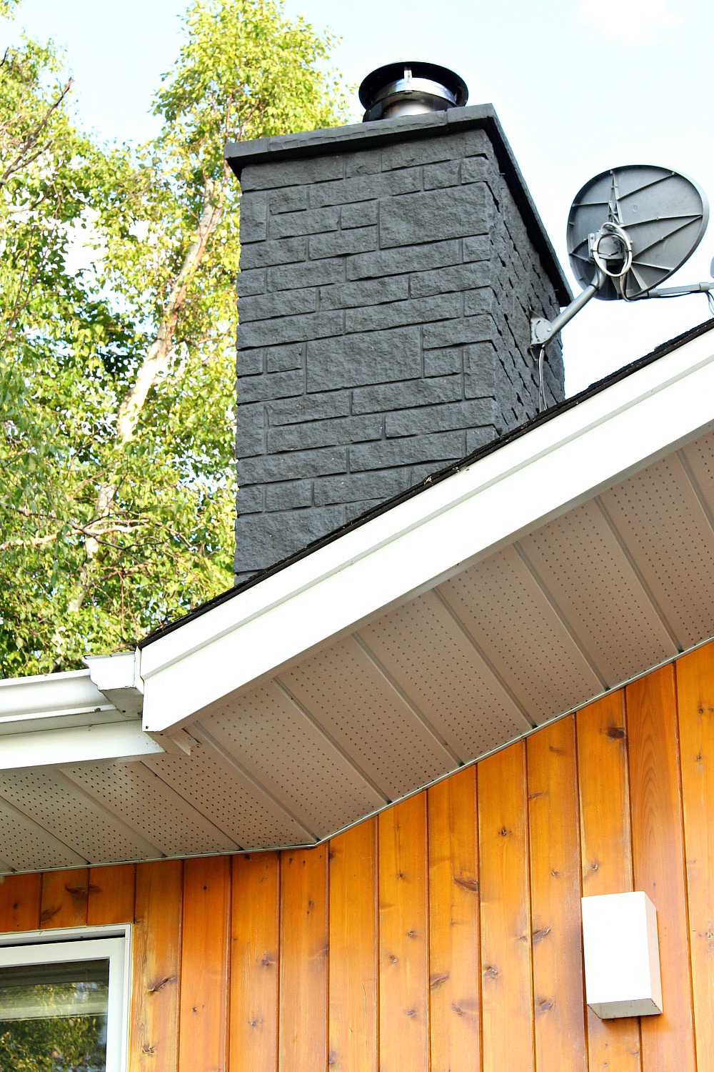 Charcoal Grey Painted Stone Exterior + How to Safely Paint a Chimney