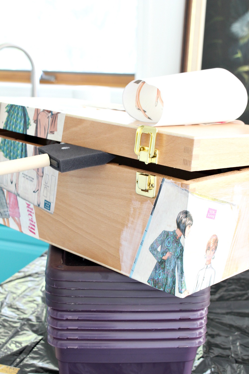 What To Do With Vintage Patterns: DIY Sewing Box Decoupage