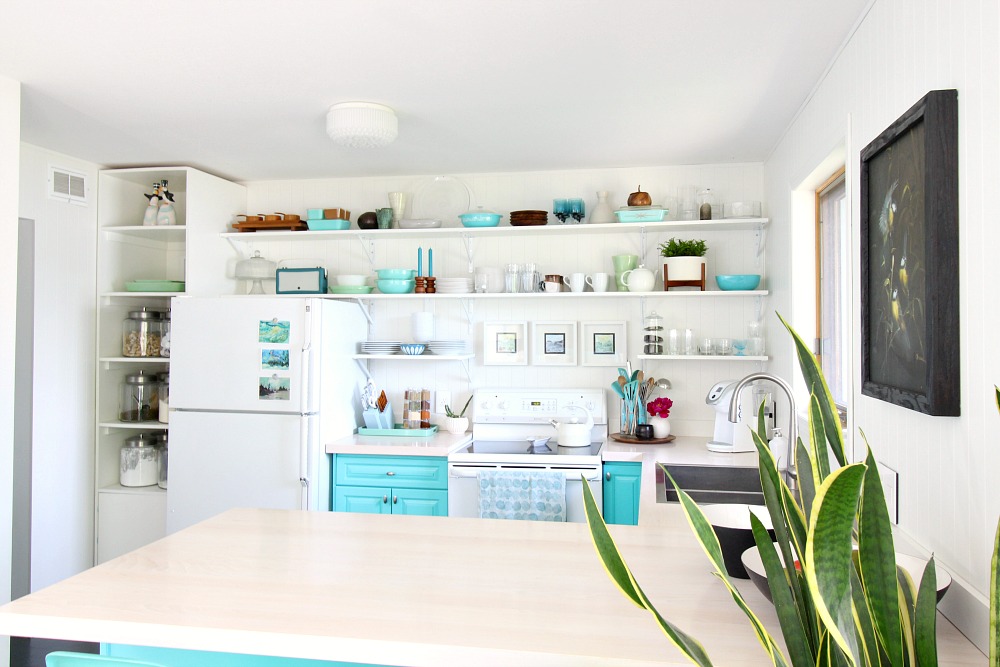 Turquoise Kitchen with Eclectic Style