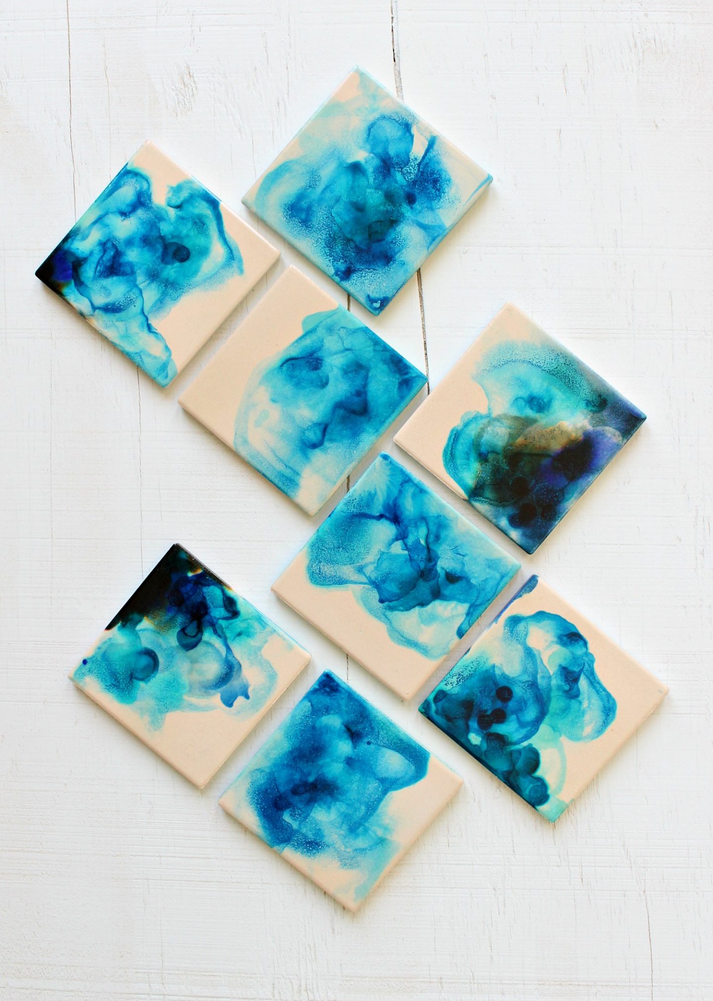 Easy Watercolor Coasters Using Alcohol Inks