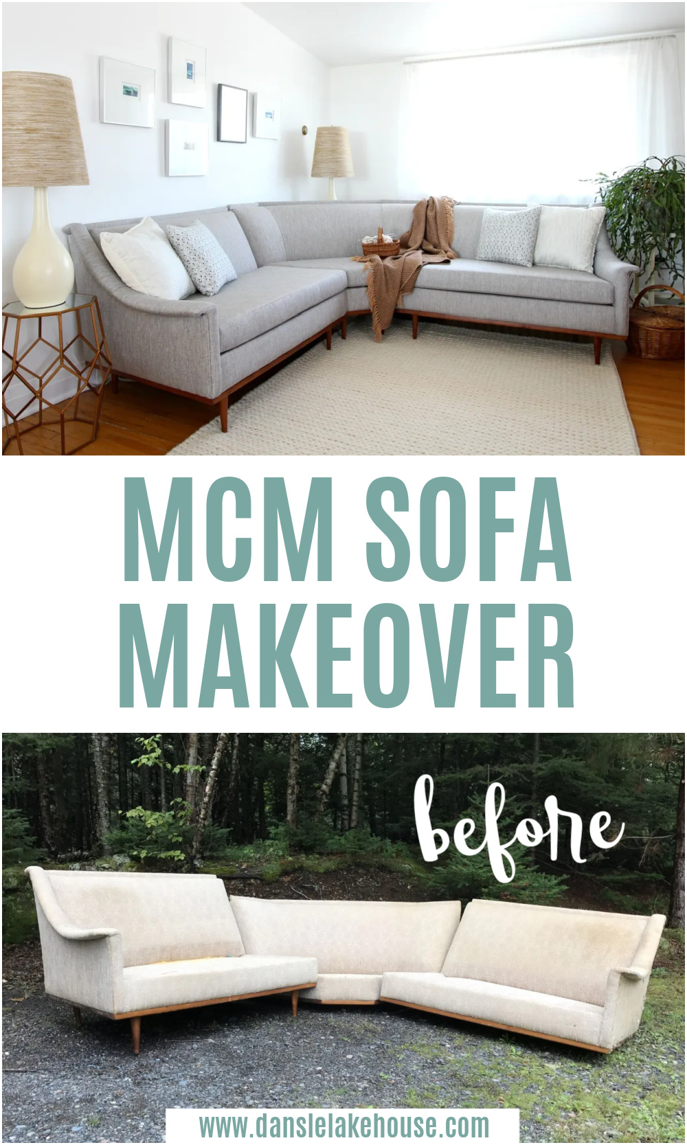 MCM sofa makeover before and after