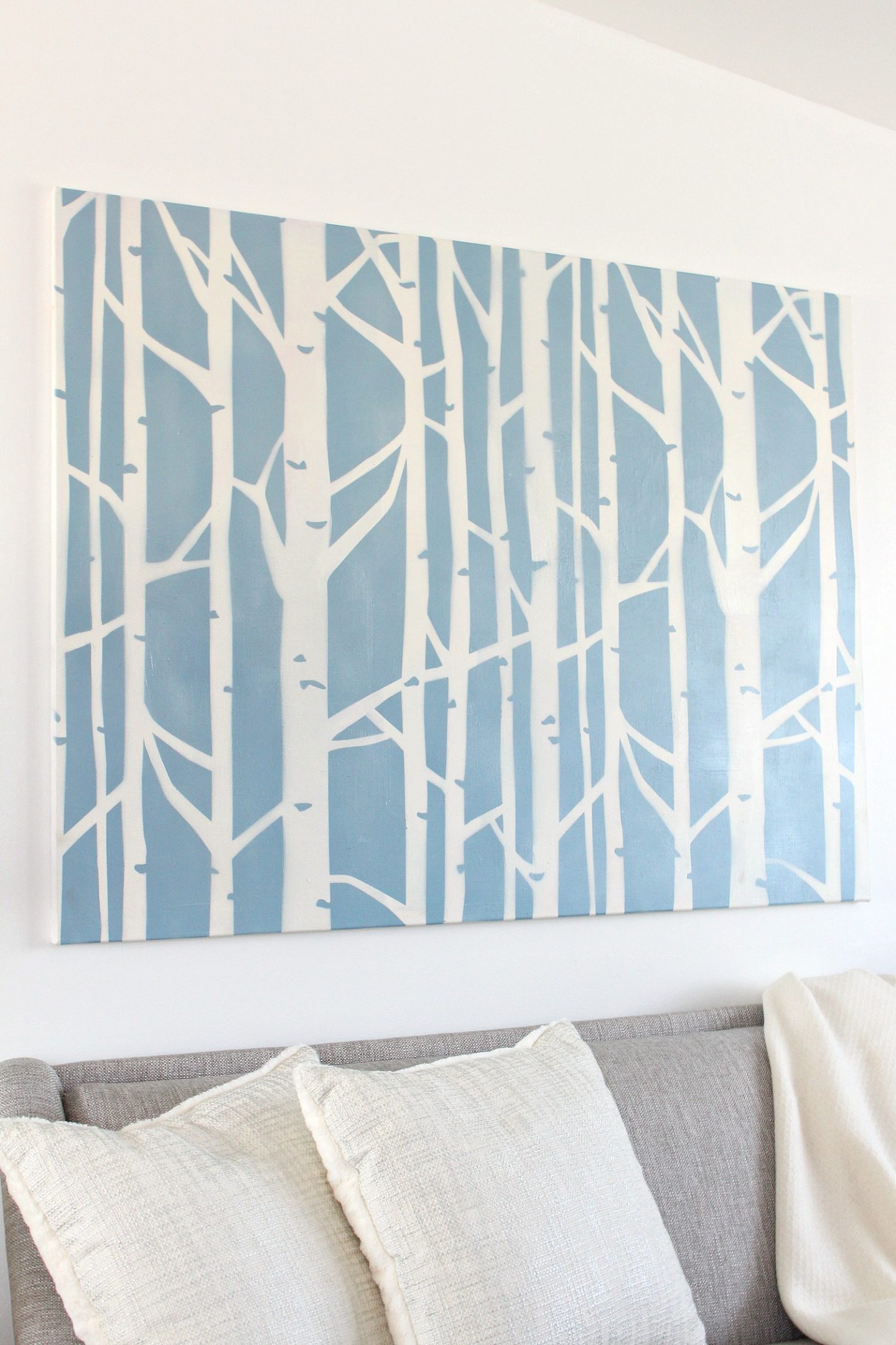 DIY Stenciled Art: Renter-Friendly Spin on Birch Tree Wallpaper