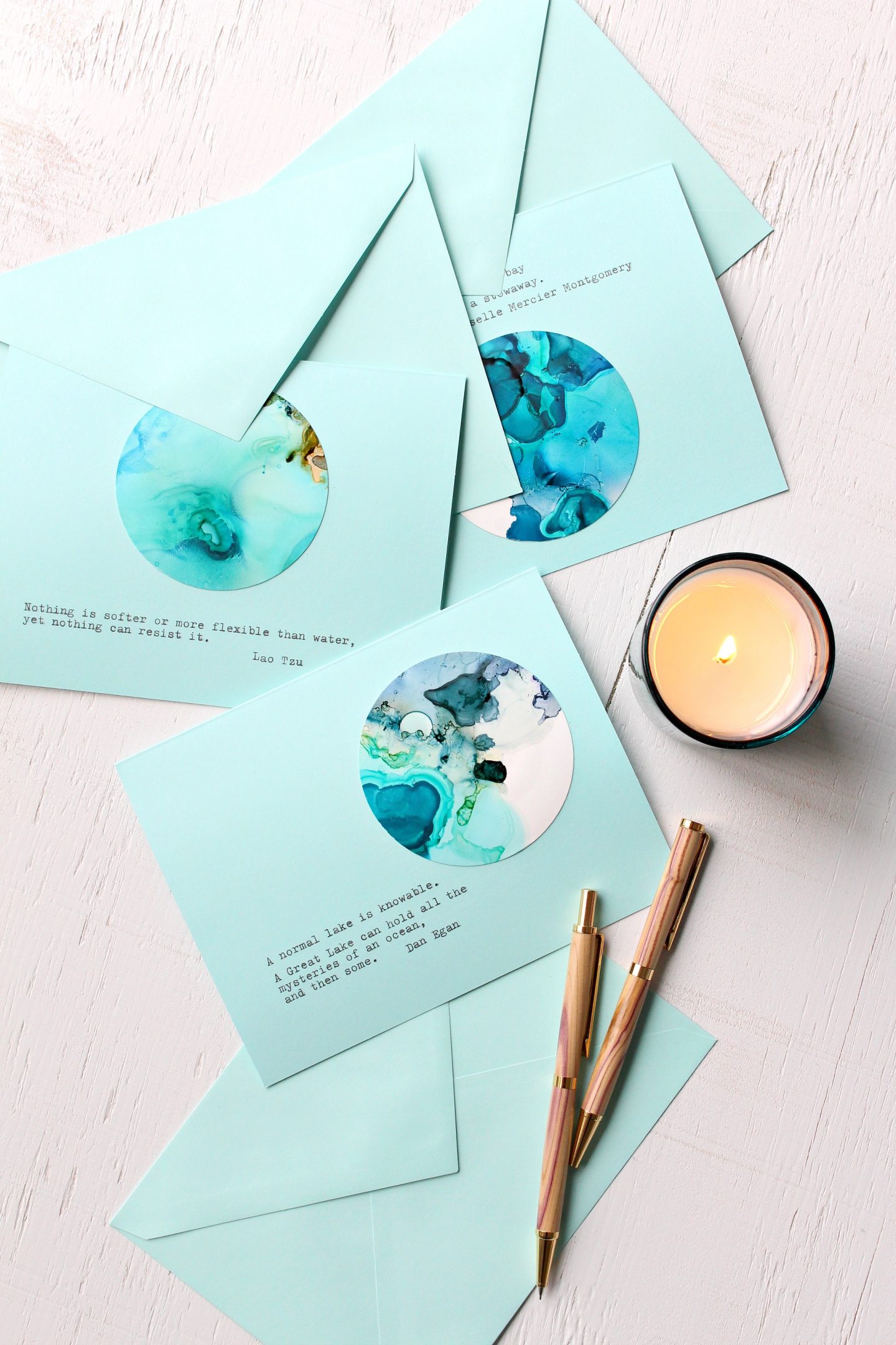 DIY Alcohol Ink Note Cards with Lake Superior Vibes
