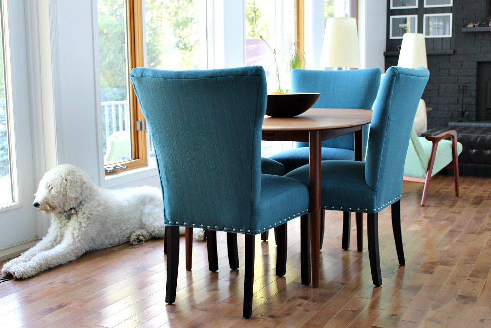 Blue Tweed Dining Room Chairs