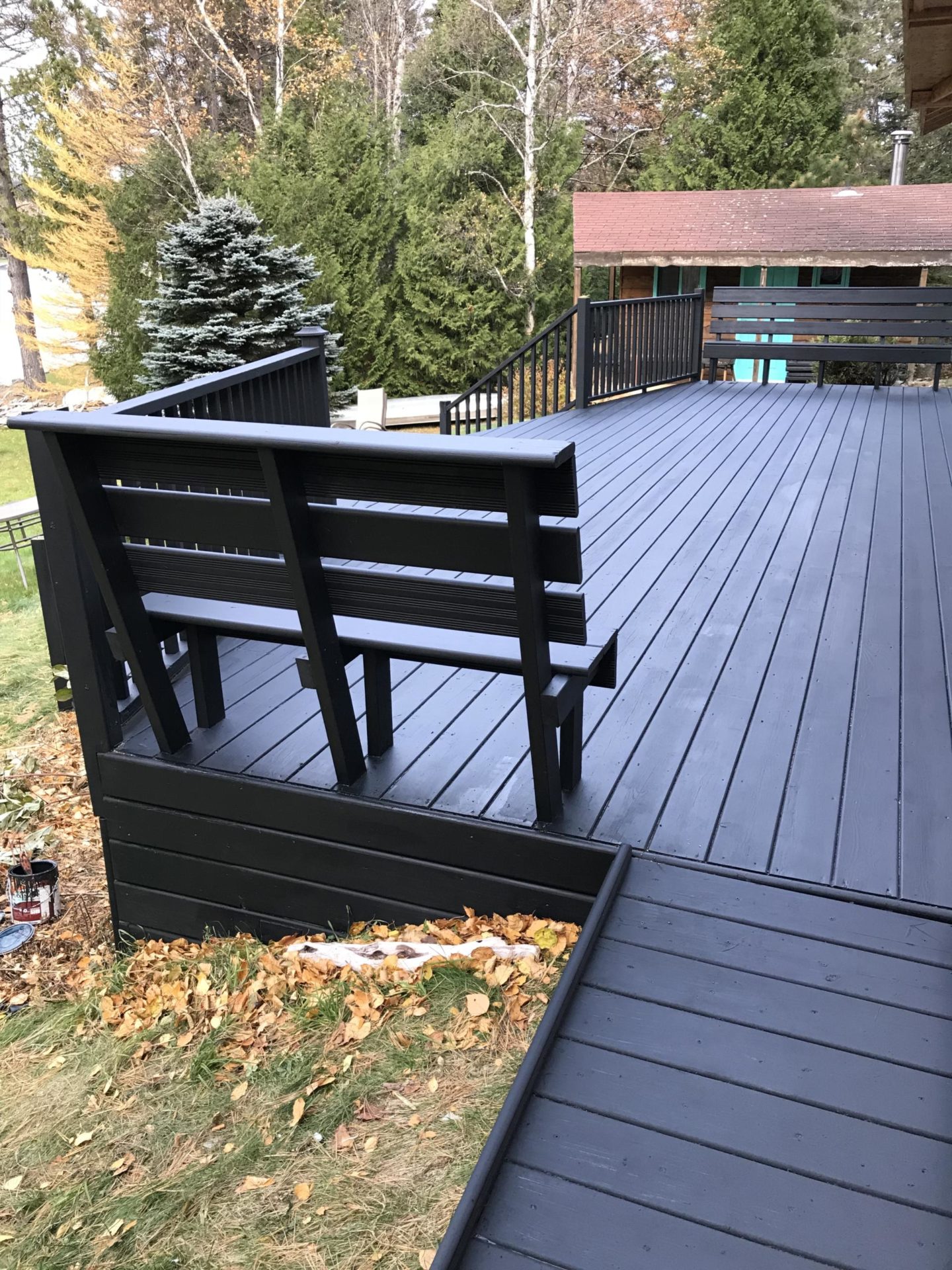 Black Deck Stain + Copper Solar Deck Caps