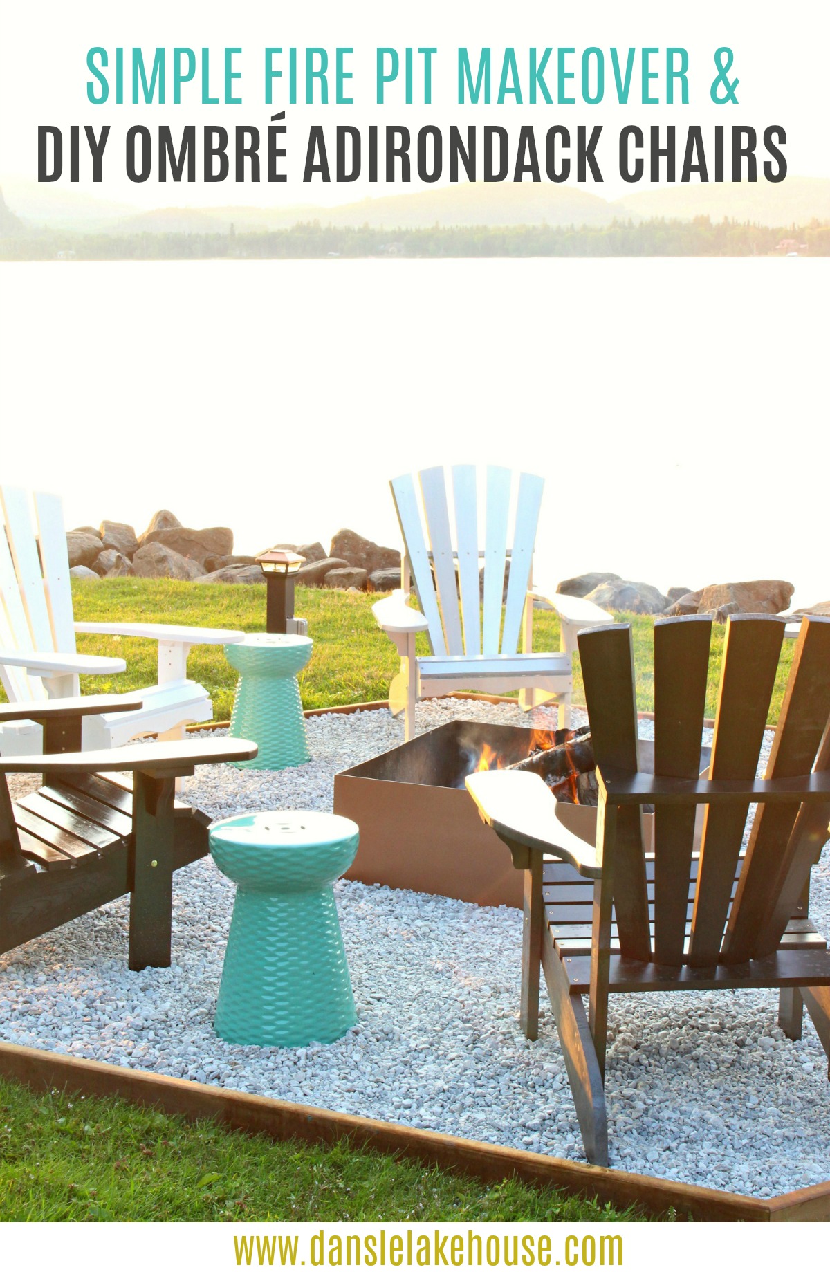 Fire Pit Makeover Diy Ombre Adirondack Chairs Sponsored