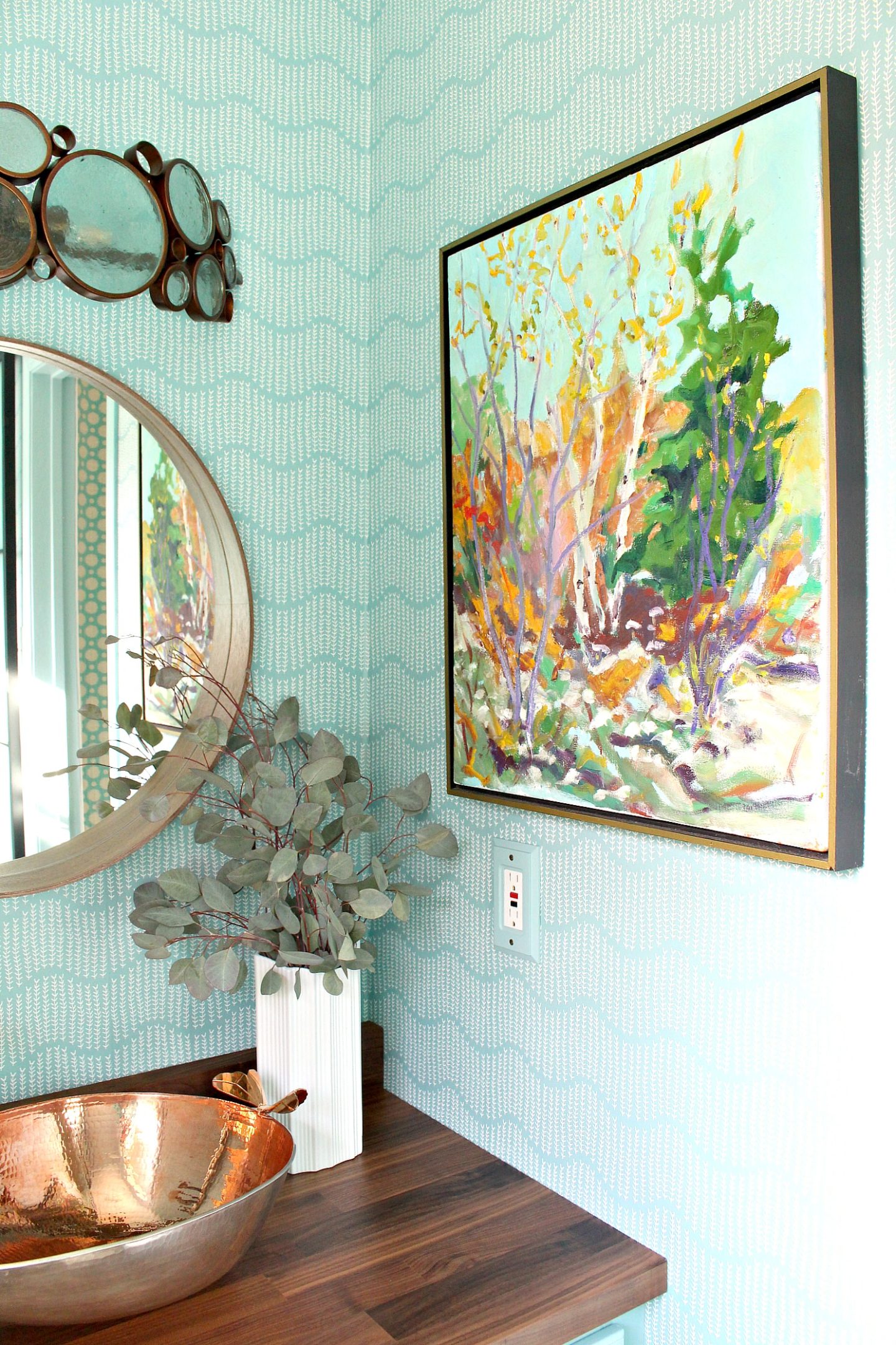 Turquoise And Copper Powder Room Makeover Reveal Orc Week