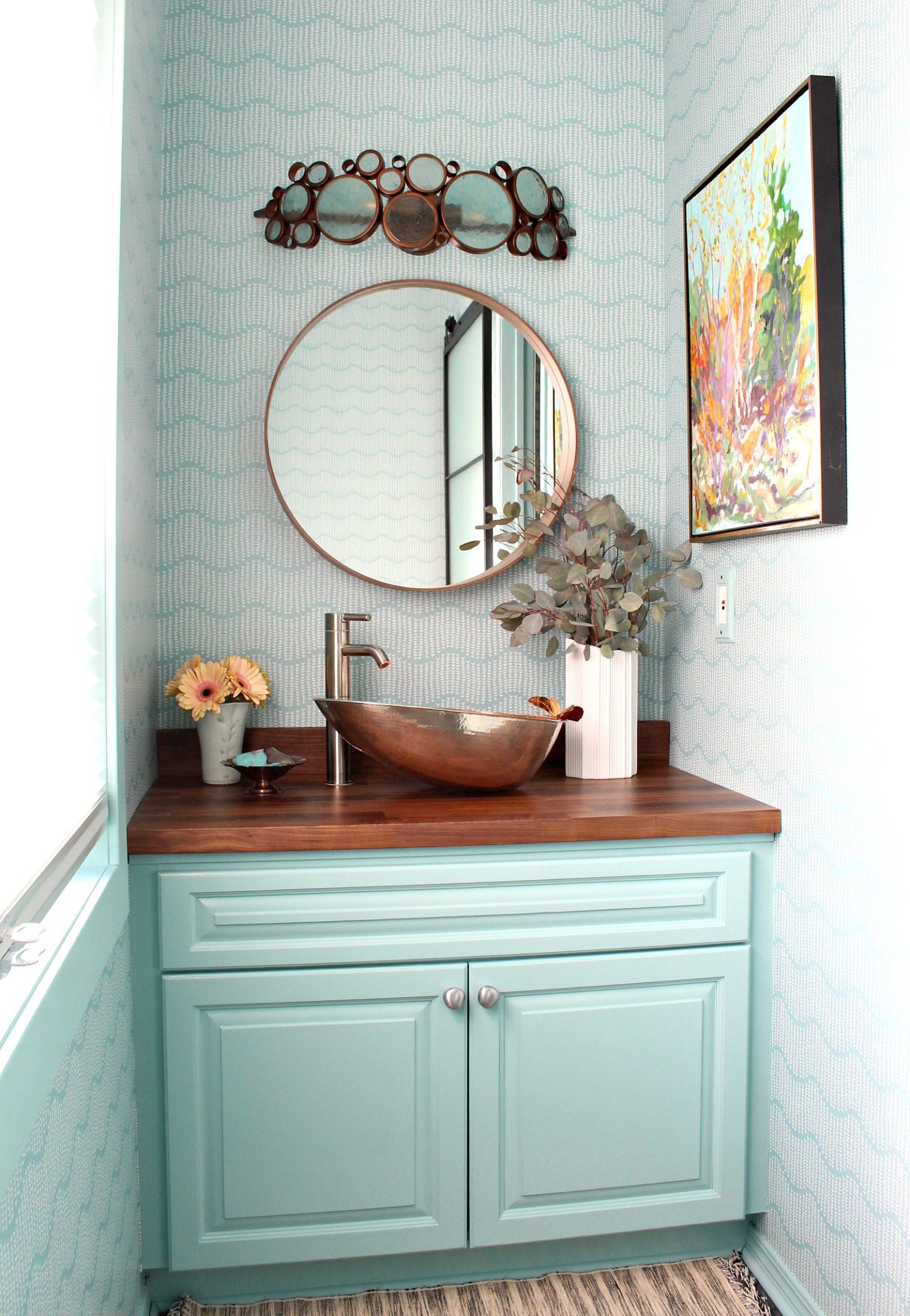 Turquoise And Copper Powder Room Makeover Reveal Orc Week