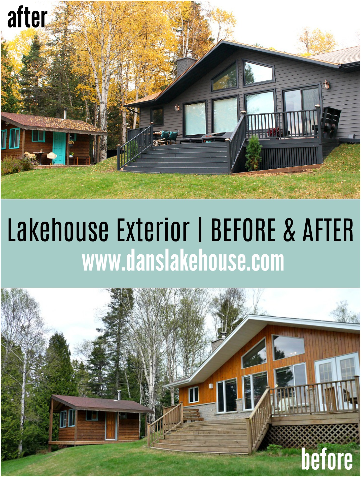 Lakehouse Exterior Transformation Before and After
