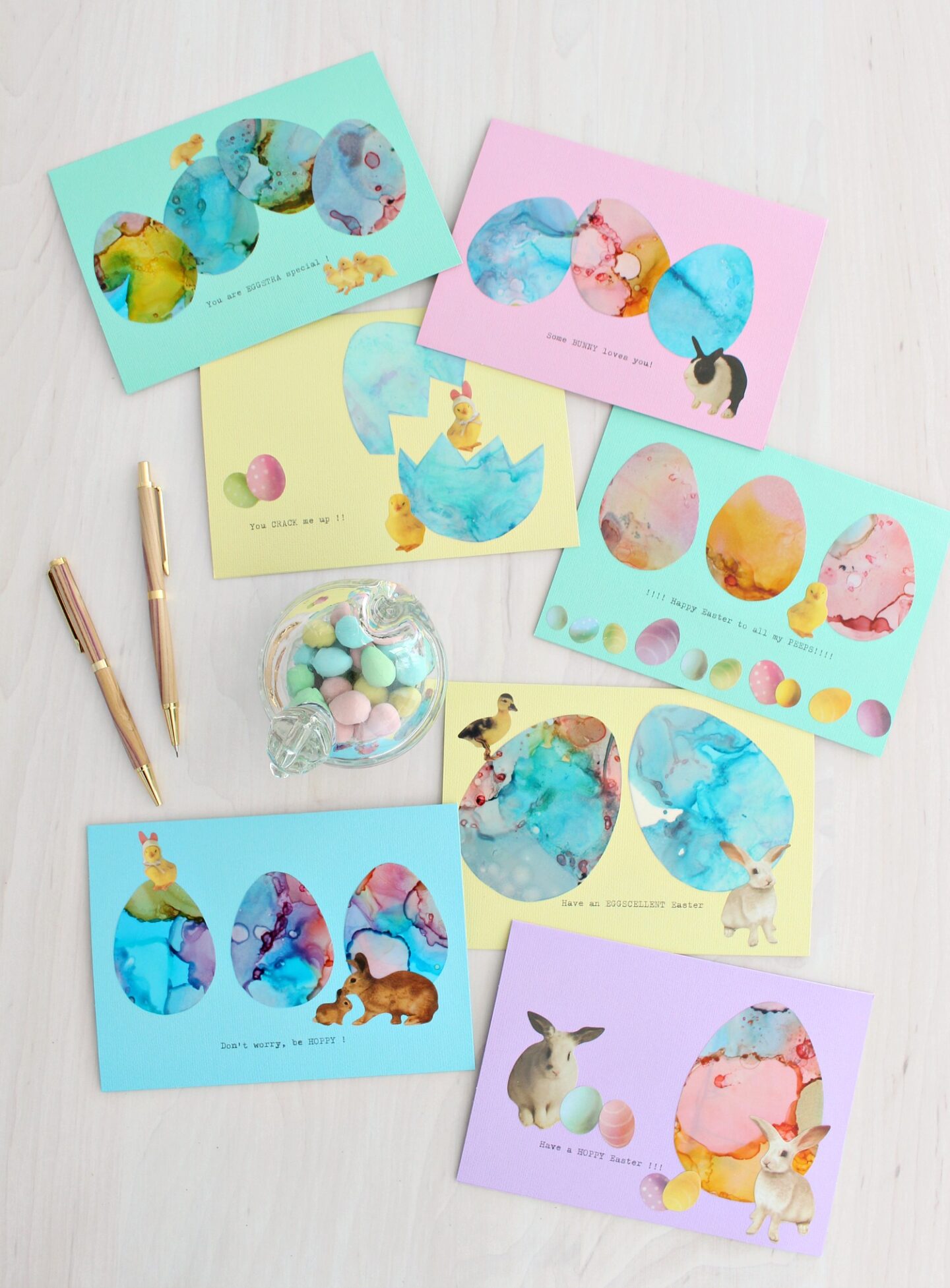 alcohol ink easter cards
