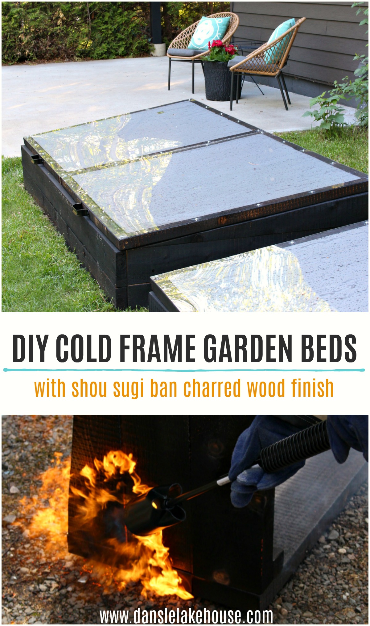 DIY Cold Frame Garden Beds with Shou Sugi Ban Charred Wood Finish