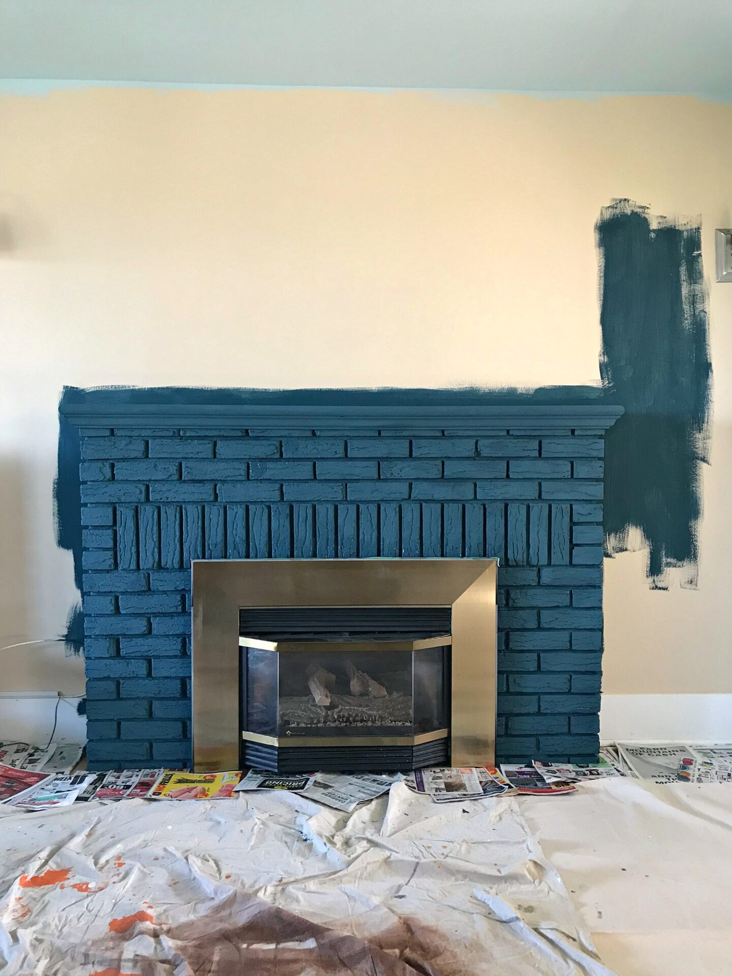 Teal Blue Fireplace Makeover with Chalk Paint