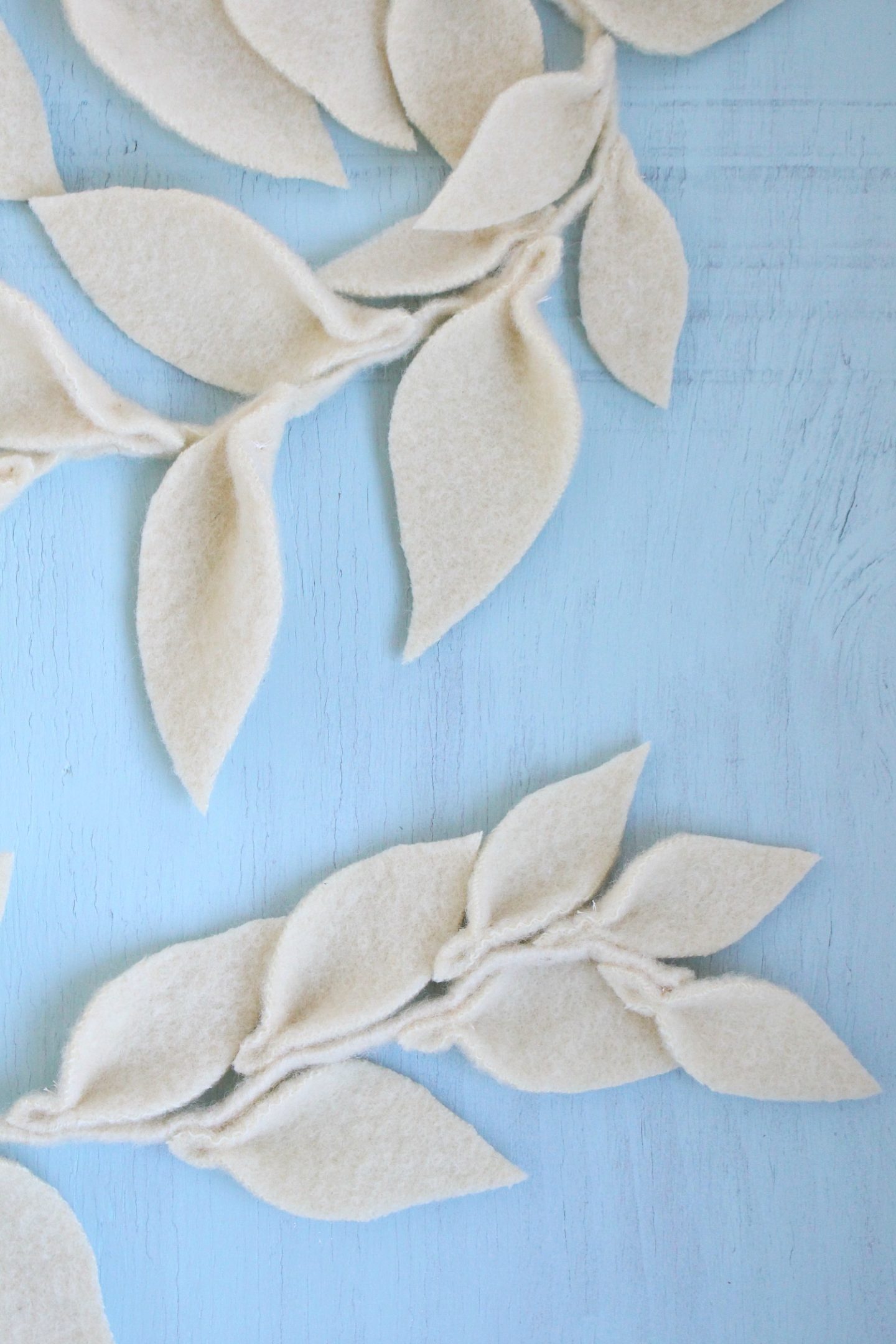 DIY felted wool leaf garland