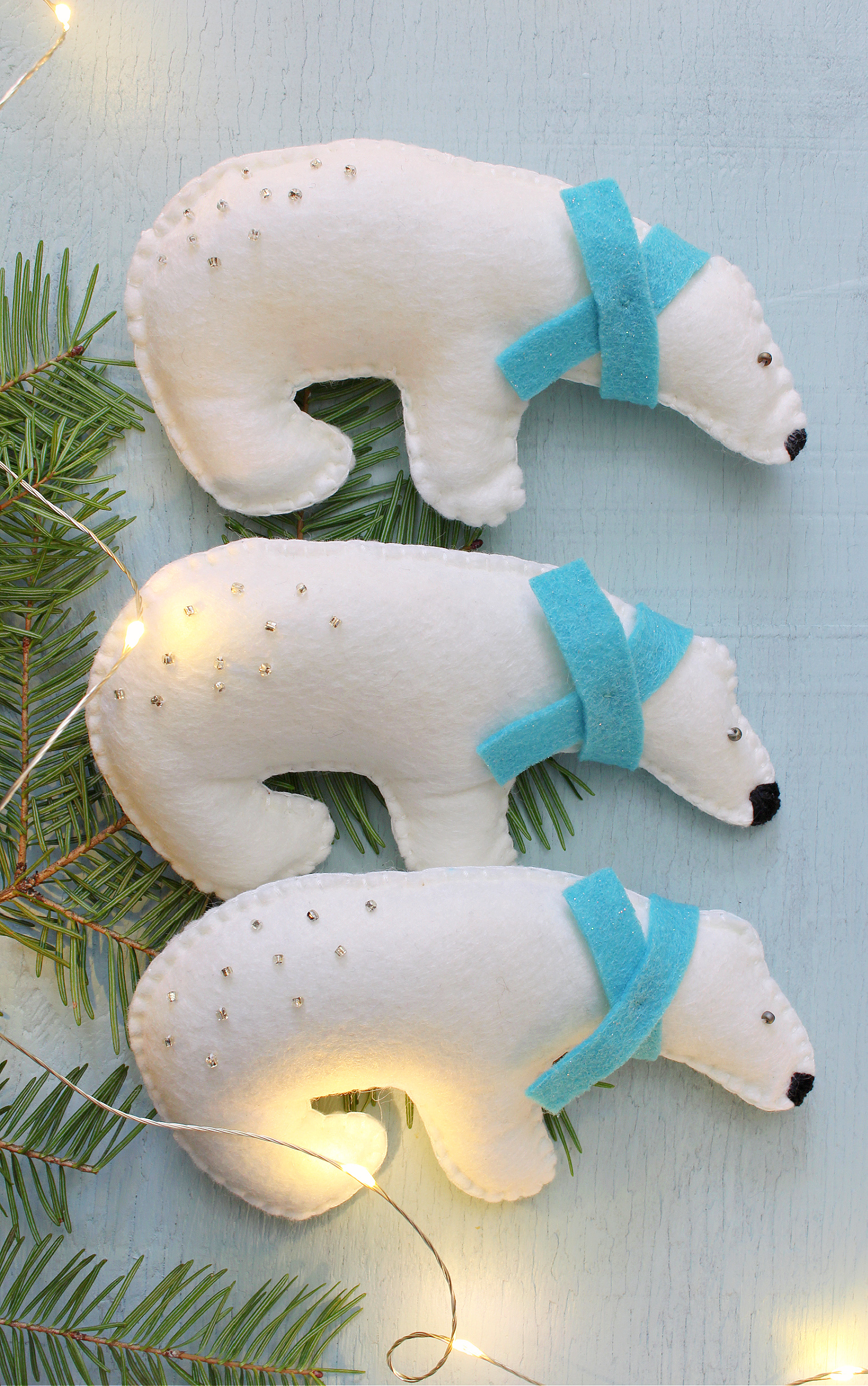 How to Make Felt Polar Bear Ornaments