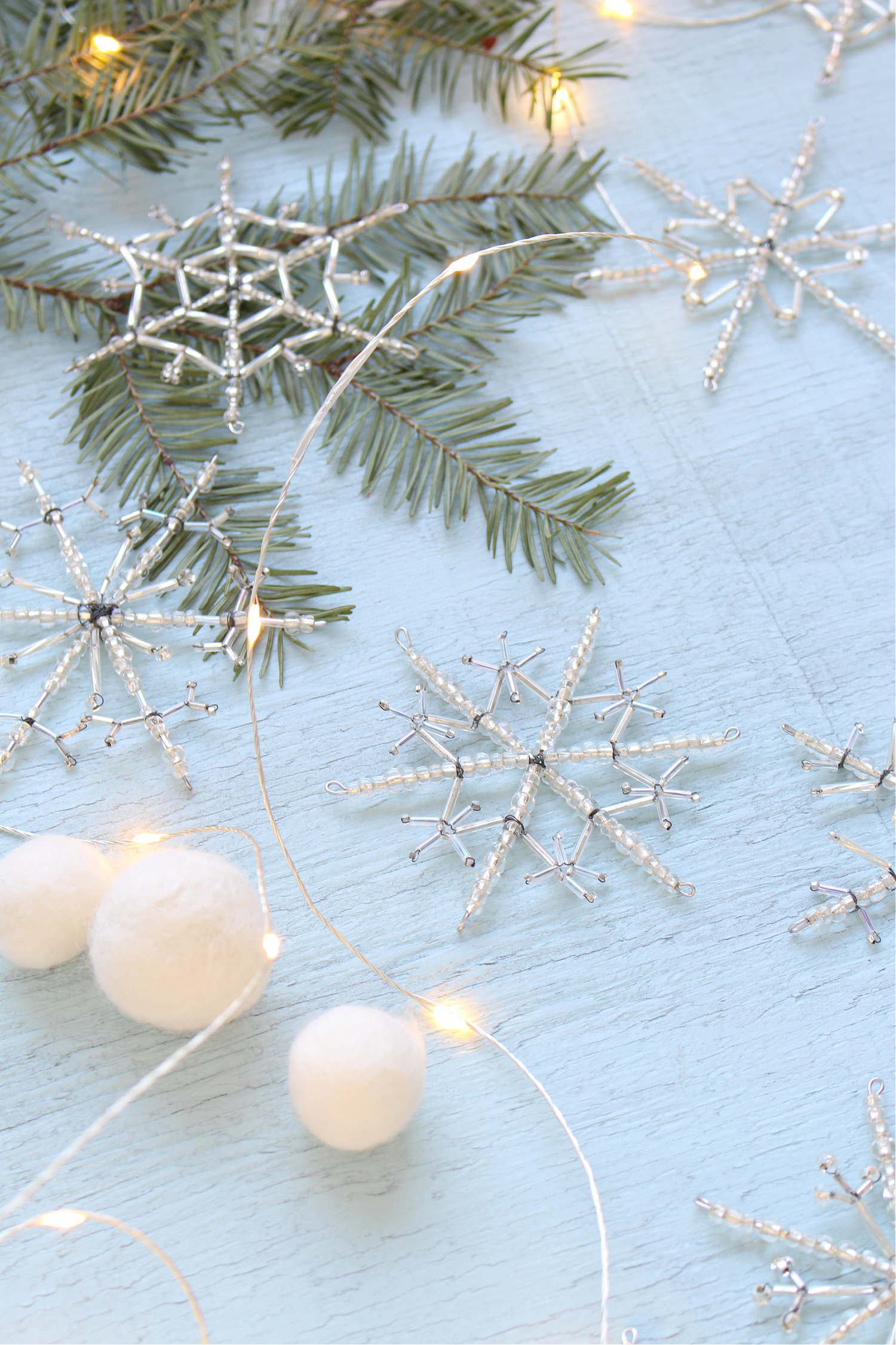 DIY Beaded Snowflake Ornaments