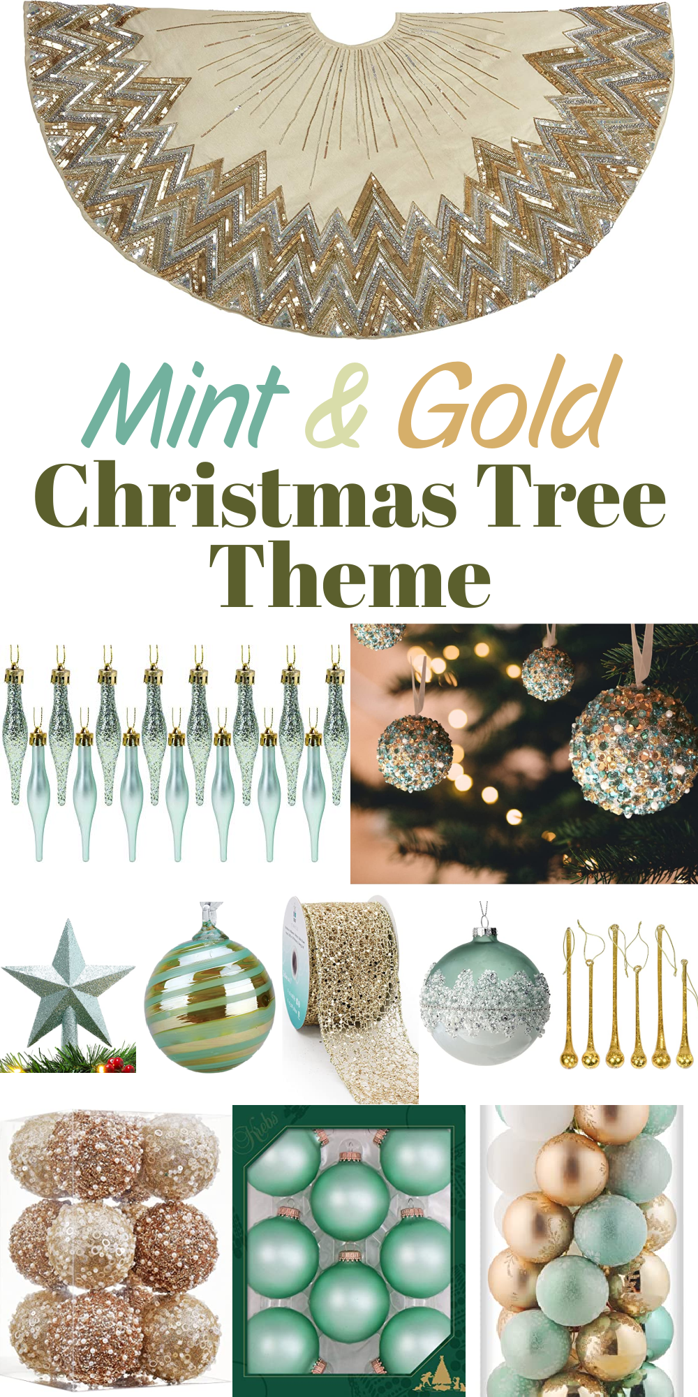 Mint and Gold Christmas Tree Theme