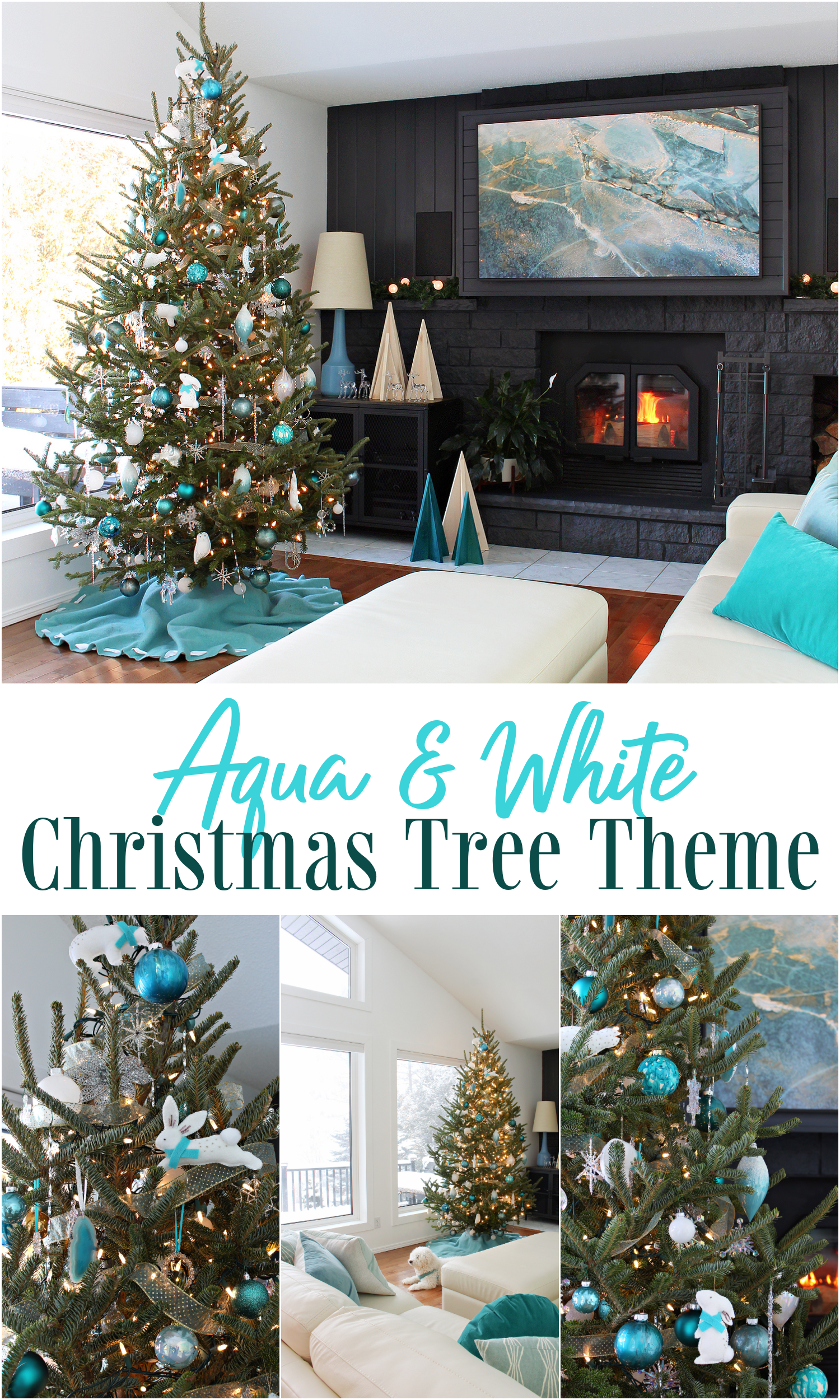 Aqua and White Christmas Tree Theme