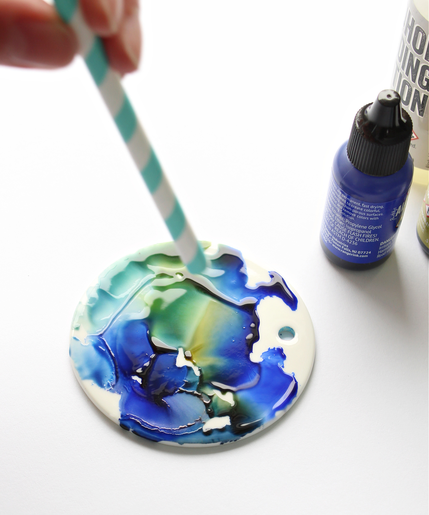 Alcohol Inks on Ceramic Ornaments