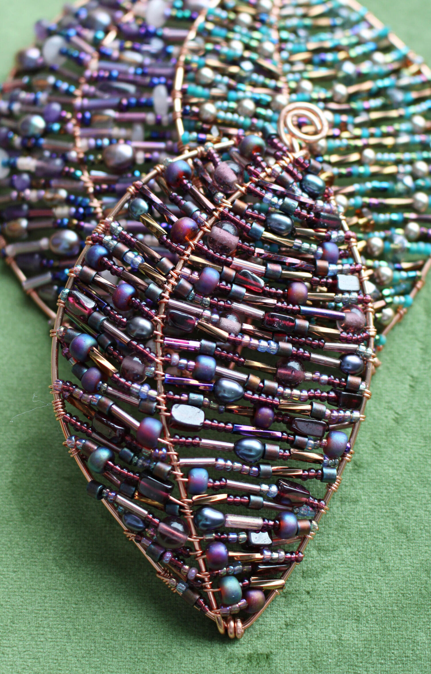 Beaded Leaf Made of Wire