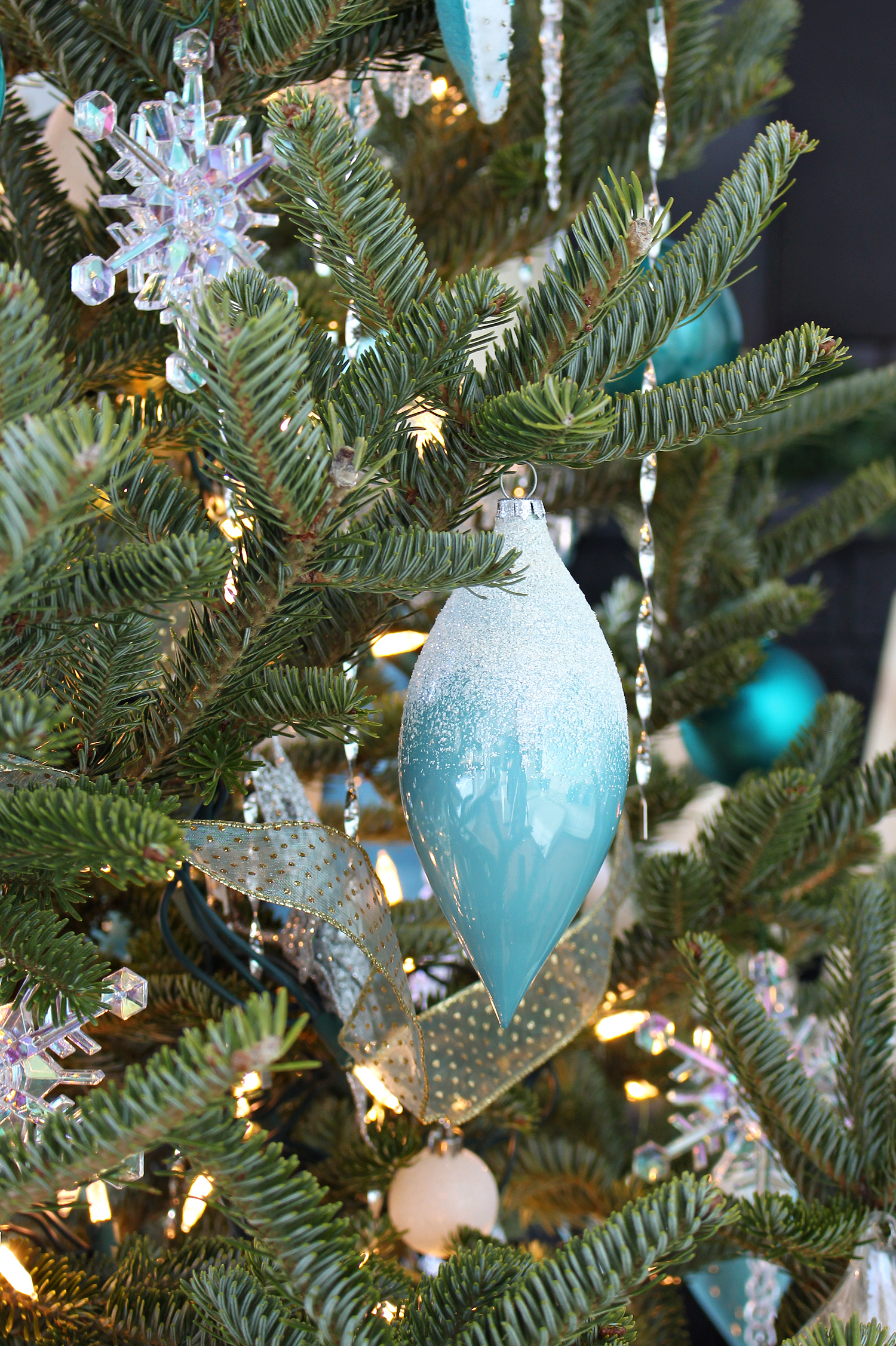 Aqua Christmas Tree Ornament Collection