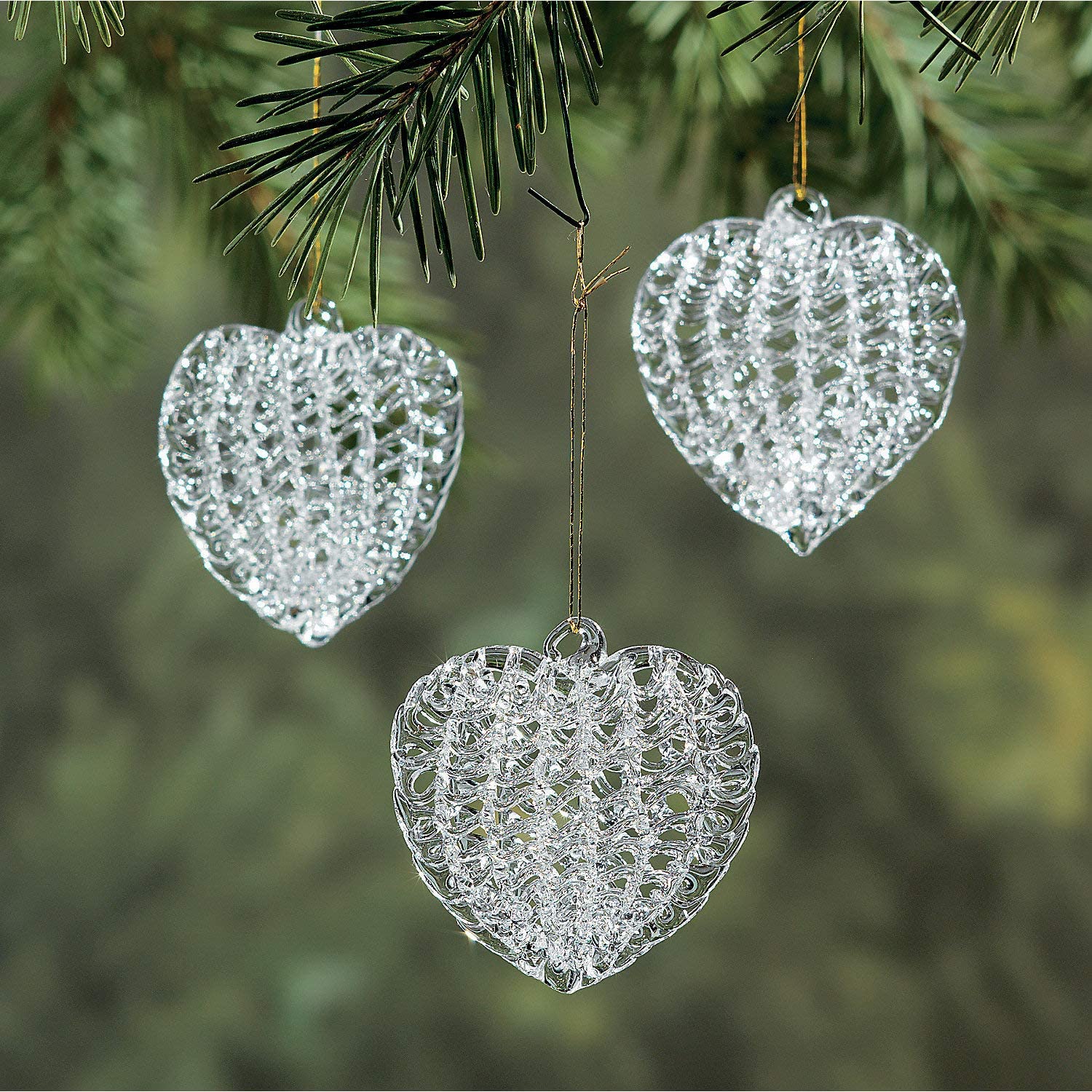 heart shaped spun glass ornaments