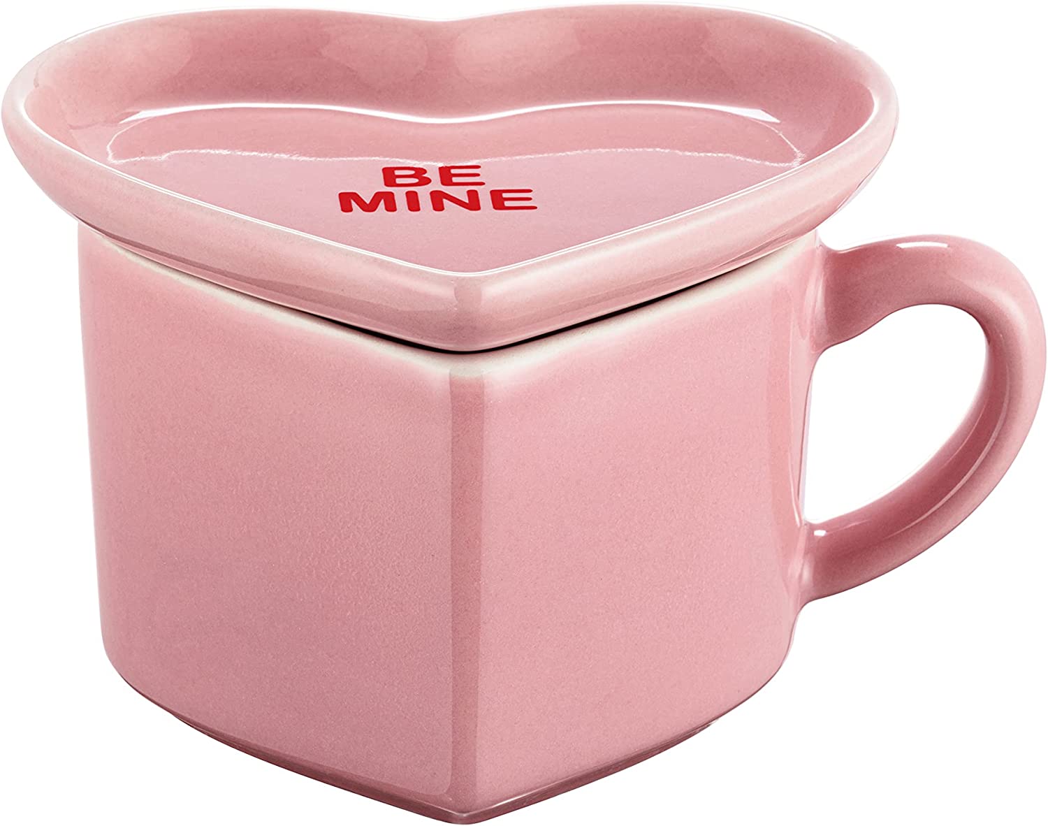 pink ceramic heart shaped mug